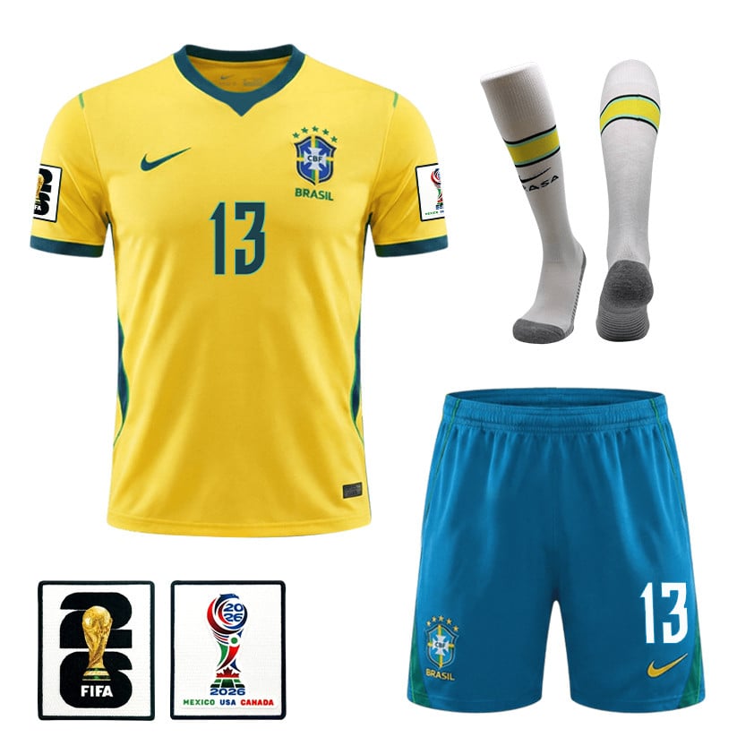 Paulo Henrique 13 Brazil 2026 Home Men Kit Set – Yellow