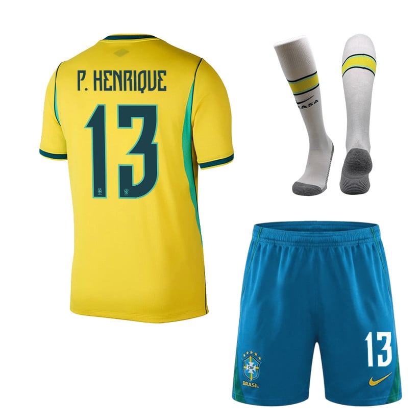 Paulo Henrique 13 Brazil 2026 Home Men Kit Set – Yellow