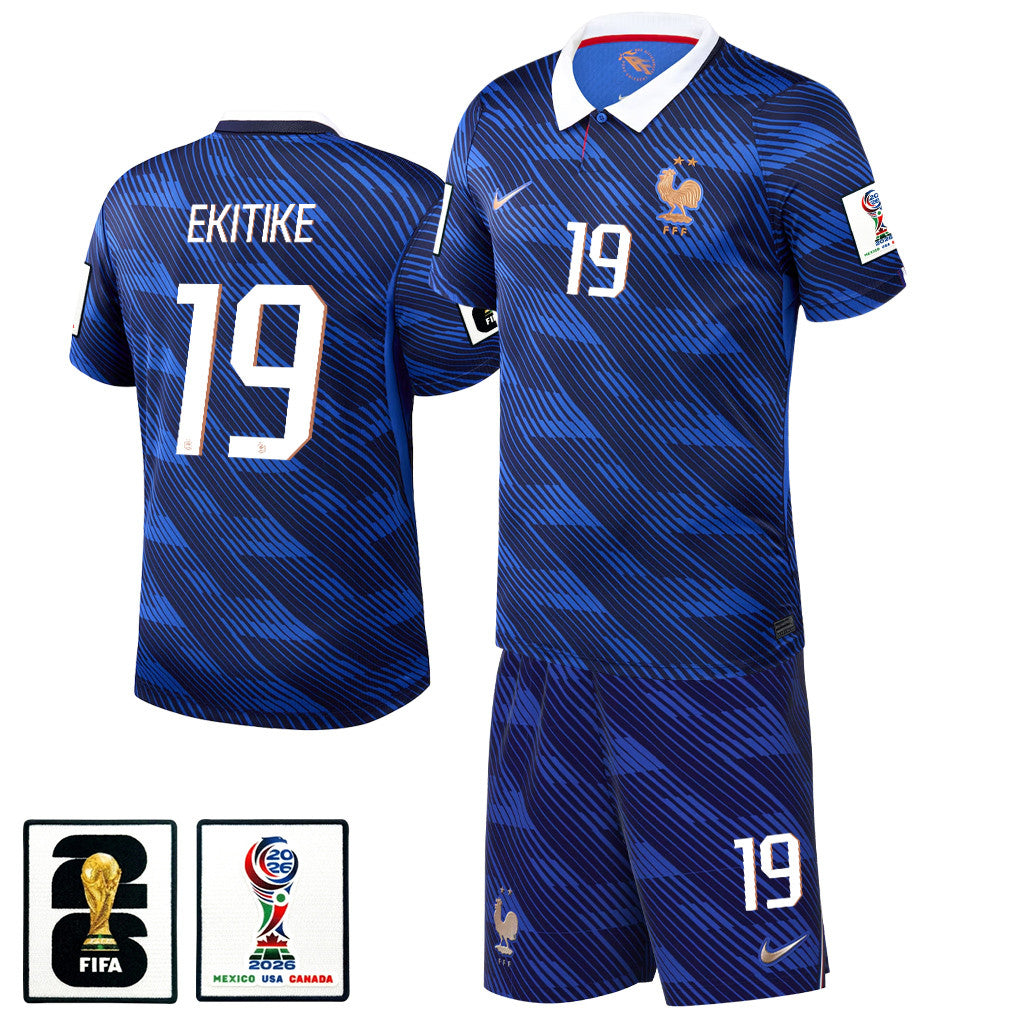 Hugo Ekitike 19 France 2026 Home Men Jersey & Shorts Set – Blue