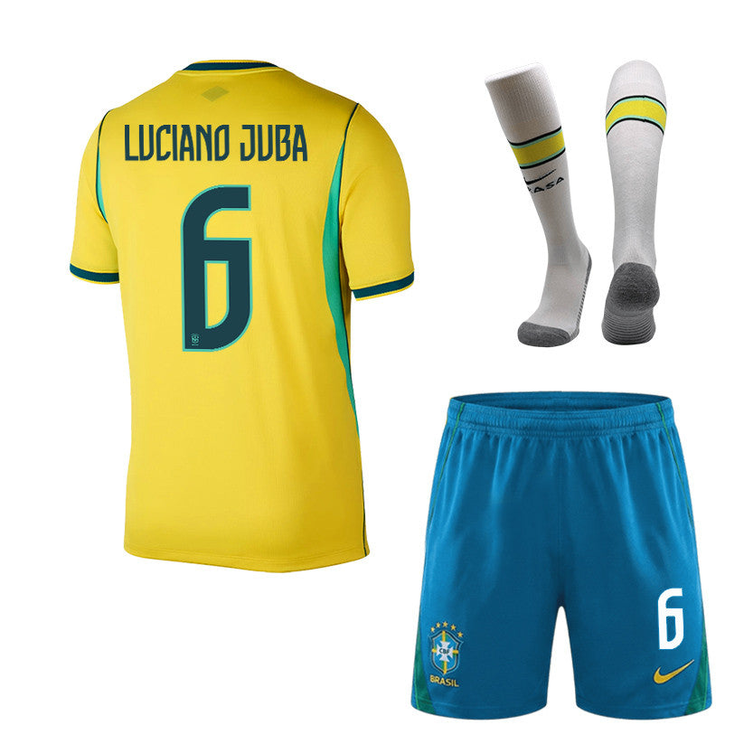 Luciano Juba 6 Brazil 2026 Home Men Kit Set – Yellow