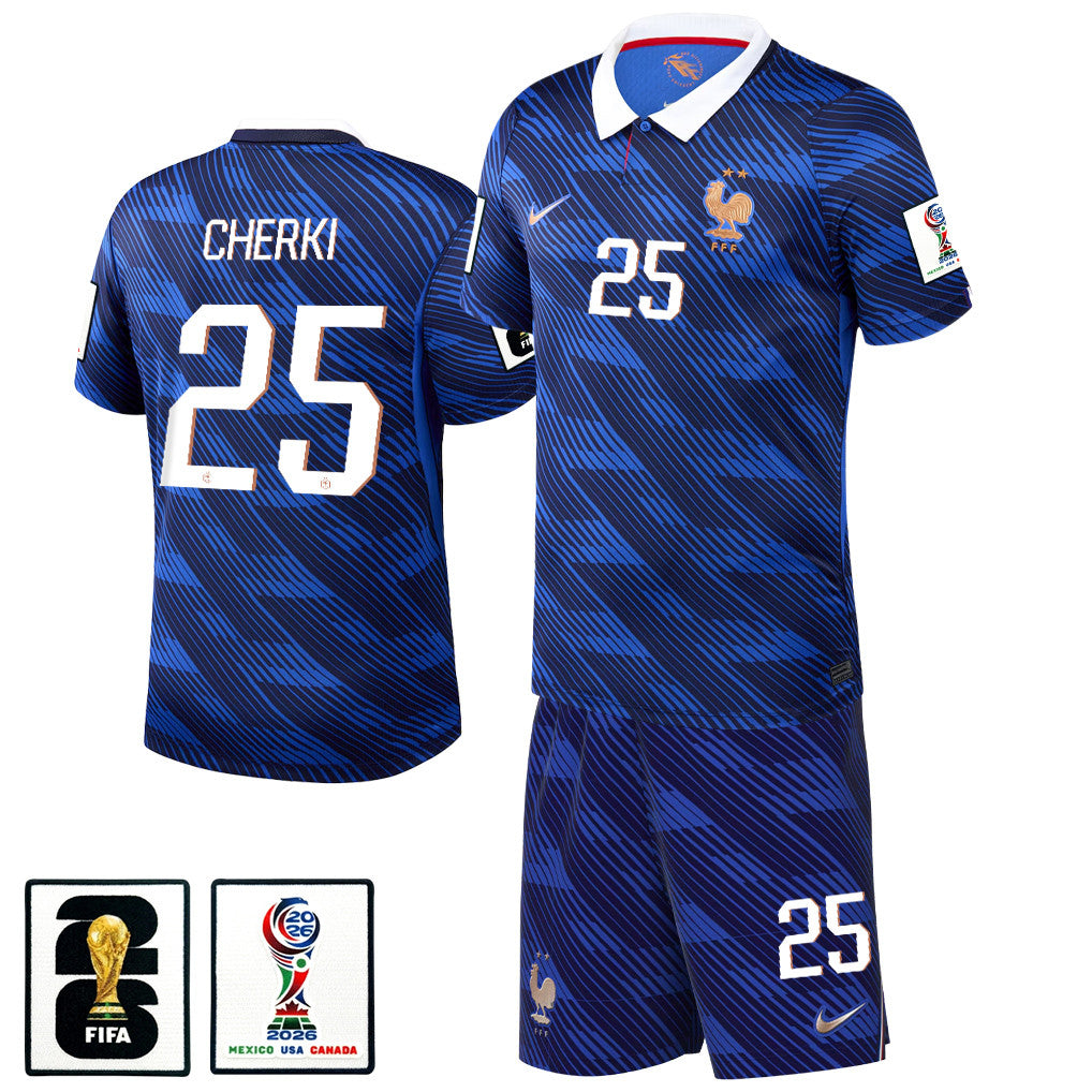 Rayan Cherki 25 France 2026 Home Men Jersey & Shorts Set – Blue