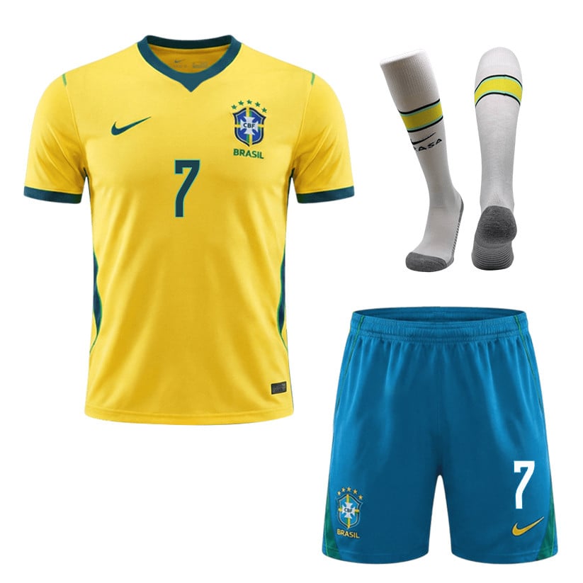 Vinícius Júnior 7 Brazil 2026 Home Men Kit Set – Yellow