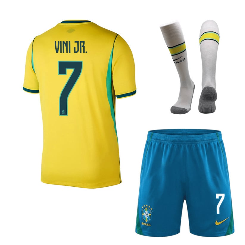 Vinícius Júnior 7 Brazil 2026 Home Men Kit Set – Yellow