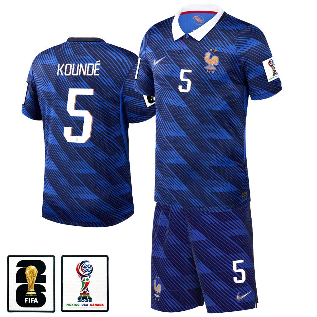Jules Koundé 5 France 2026 Home Men Jersey & Shorts Set – Blue