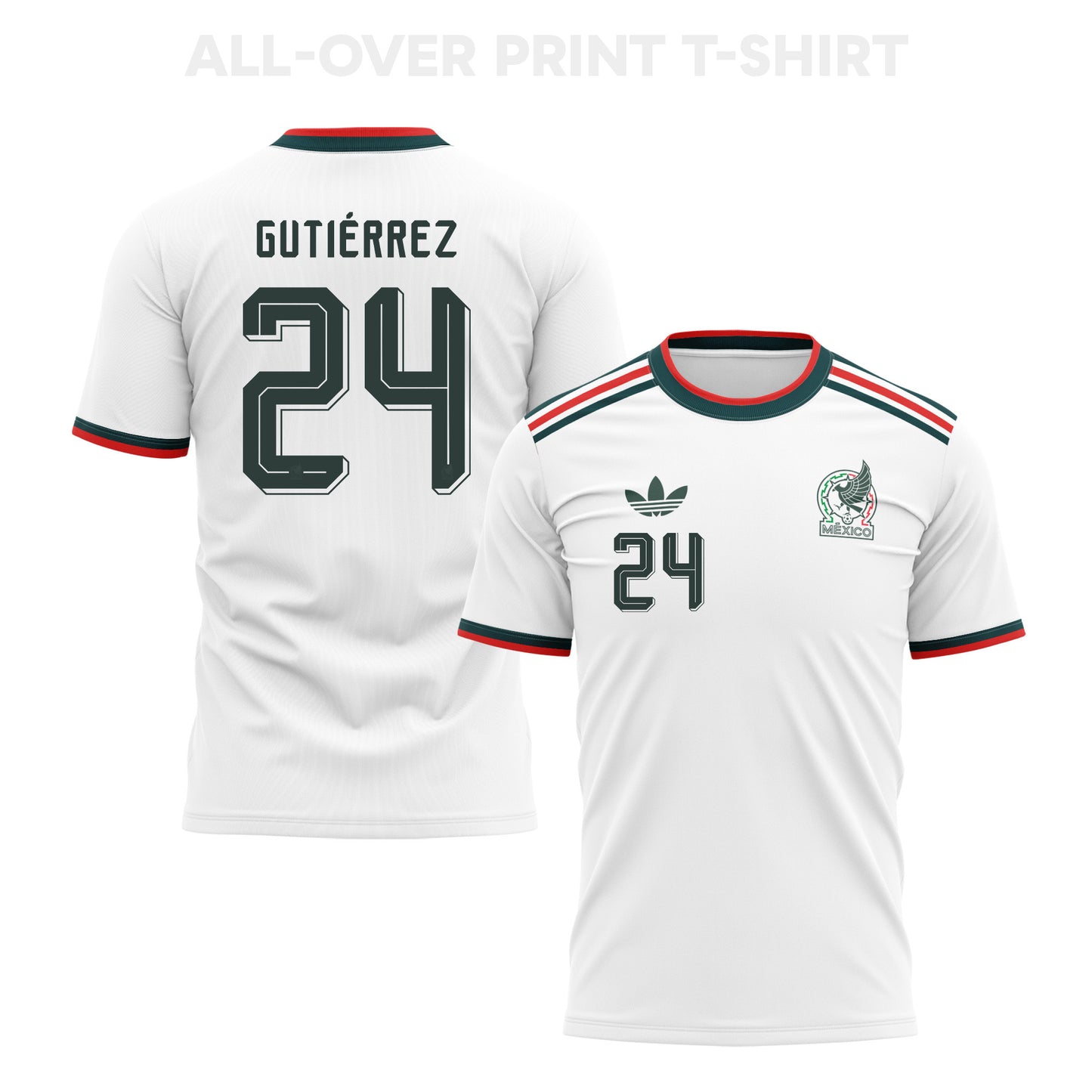 Brian Gutiérrez 24 Mexico 2026 Away 3D T-Shirt Fully Printed – Unisex, White