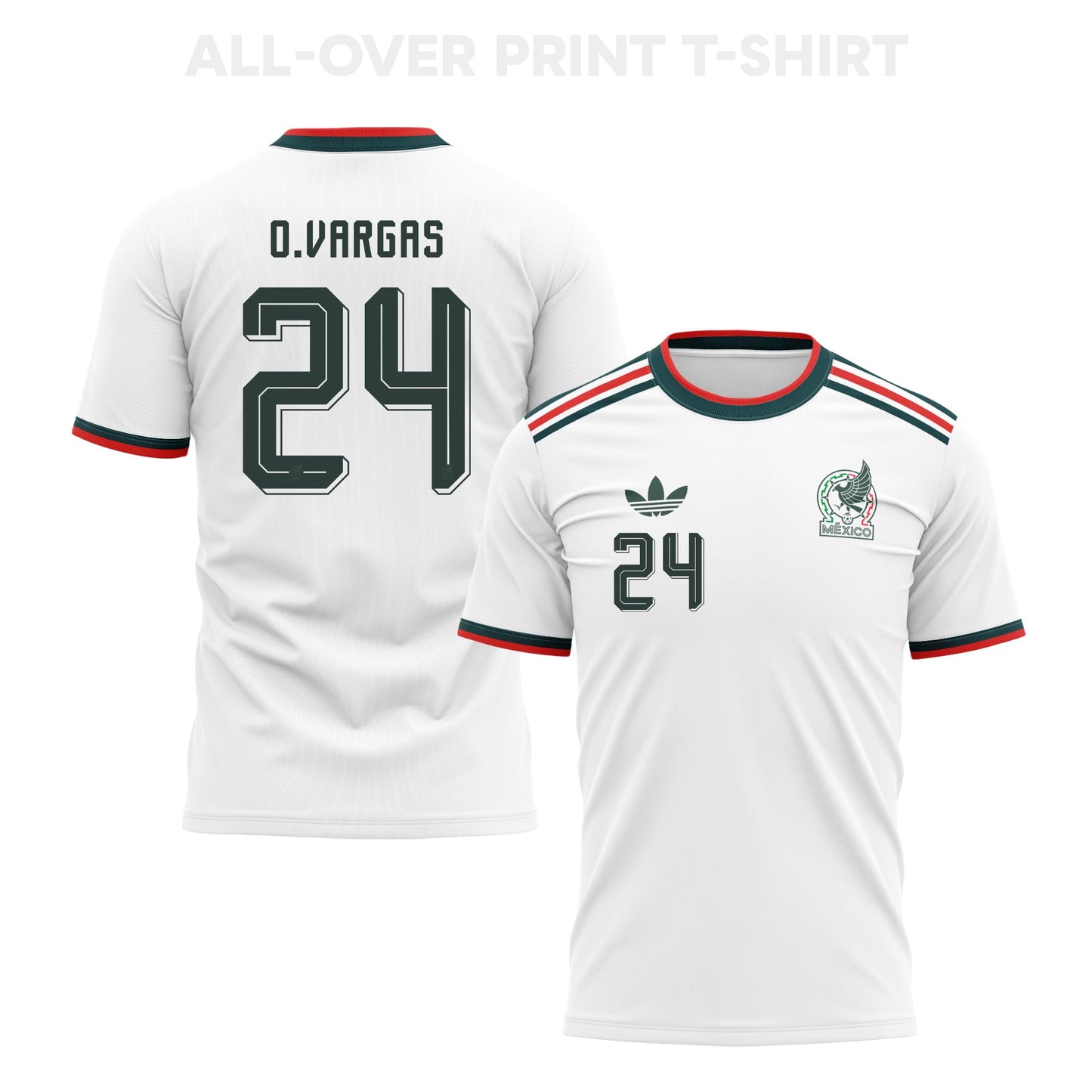 Obed Vargas 24 Mexico 2026 Away 3D T-Shirt Fully Printed – Unisex, White
