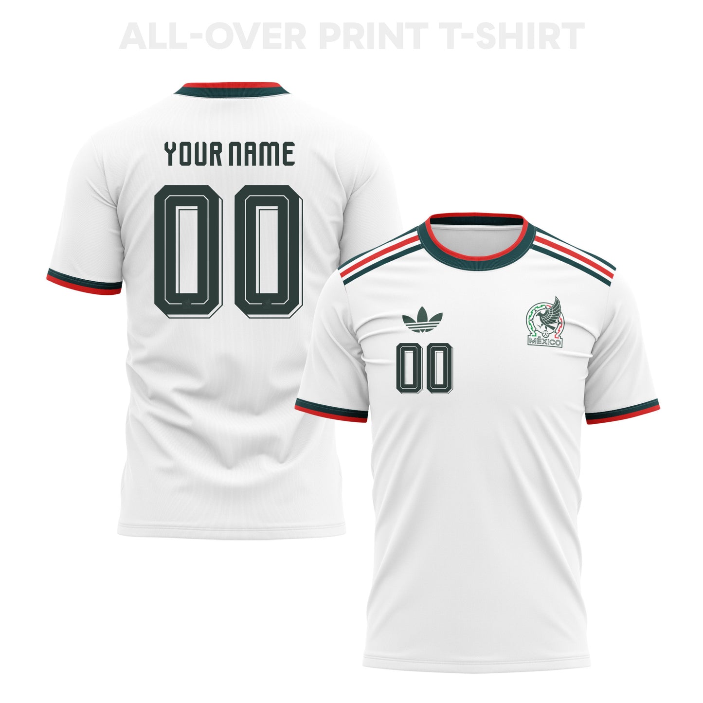 Mexico 2026 Away 3D T-Shirt Fully Printed – Personalized –Unisex, White