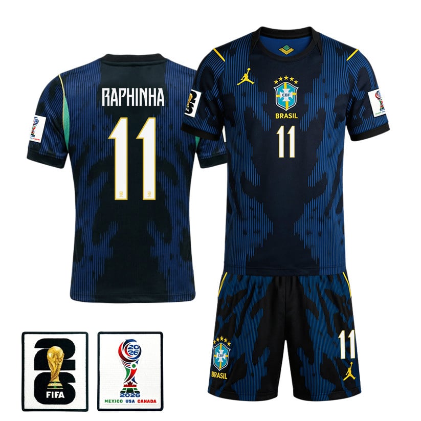 Raphinha 11 Brazil 2026 Away Men Jersey & Shorts Set – Blue