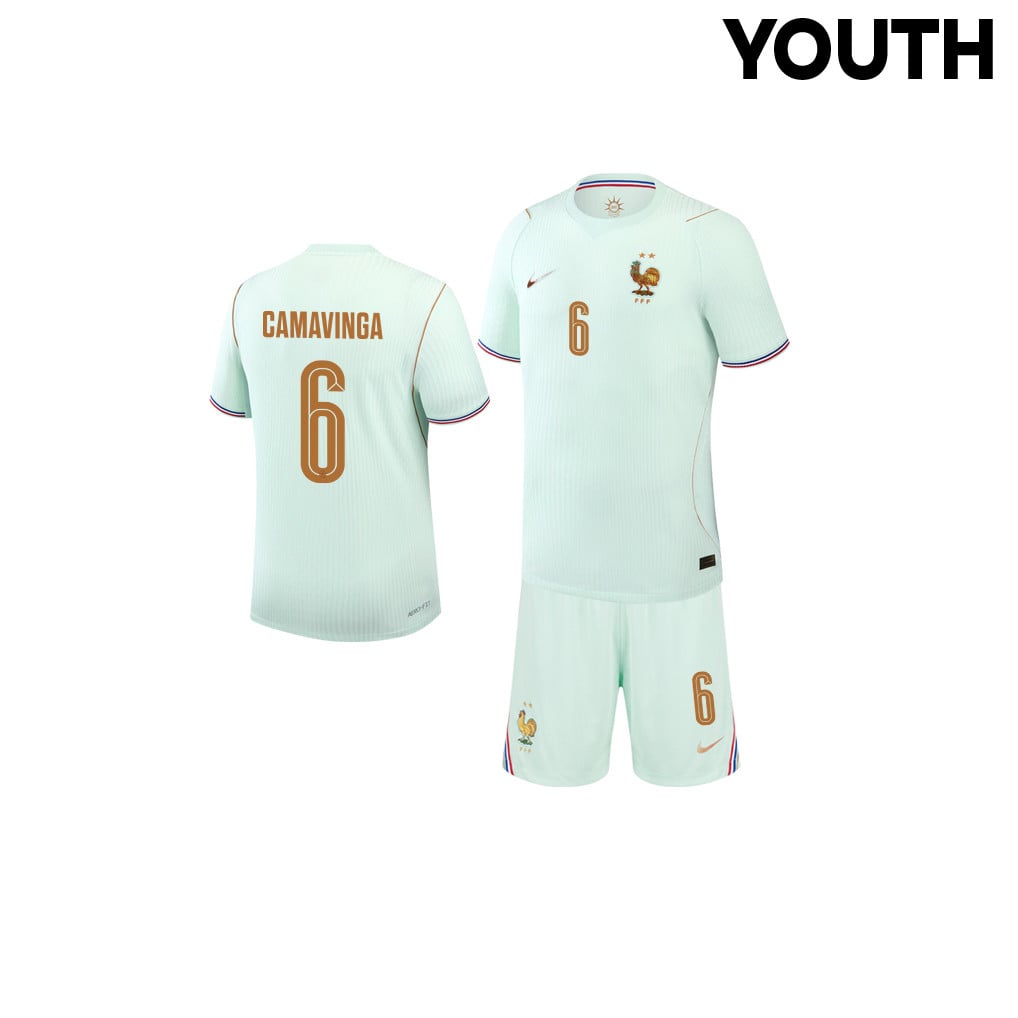Eduardo Camavinga 6 France 2026 YOUTH Away Jersey & Shorts Set - Green