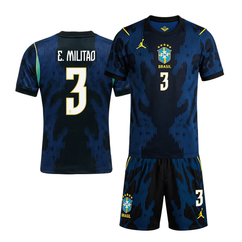 Éder Militão 3 Brazil 2026 Away Men Jersey & Shorts Set – Blue