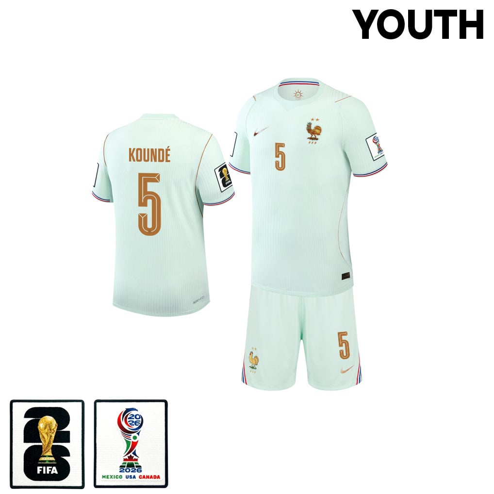 Jules Koundé 5 France 2026 YOUTH Away Jersey & Shorts Set - Green