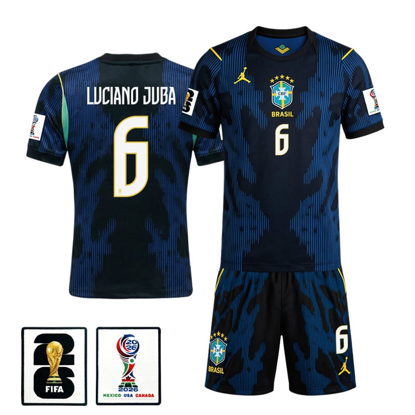 Luciano Juba 6 Brazil 2026 Away Men Jersey & Shorts Set – Blue