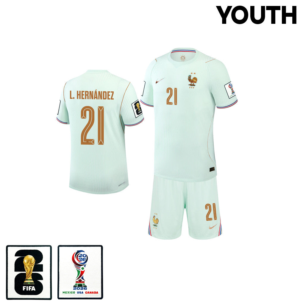 Lucas Hernández 21 France 2026 YOUTH Away Jersey & Shorts Set - Green