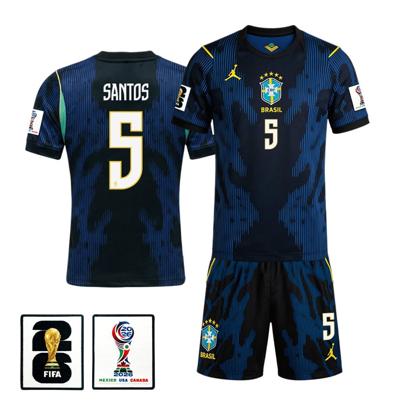 Andrey Santos 5 Brazil 2026 Away Men Jersey & Shorts Set – Blue
