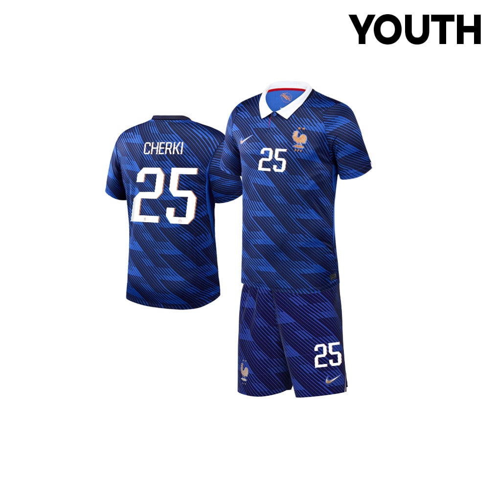 Rayan Cherki 25 France 2026 YOUTH Home Jersey & Shorts Set - Blue