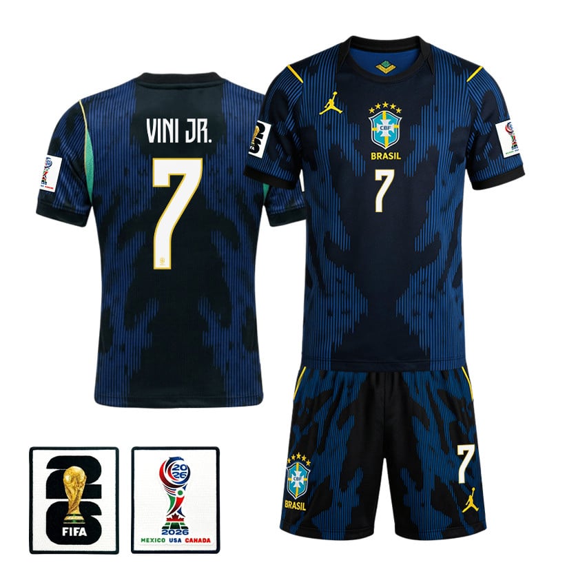 Vinícius Júnior 7 Brazil 2026 Away Men Jersey & Shorts Set – Blue