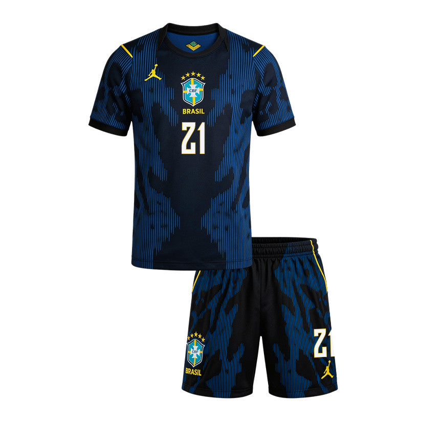 Matheus Cunha 21 Brazil 2026 Away Men Jersey & Shorts Set – Blue