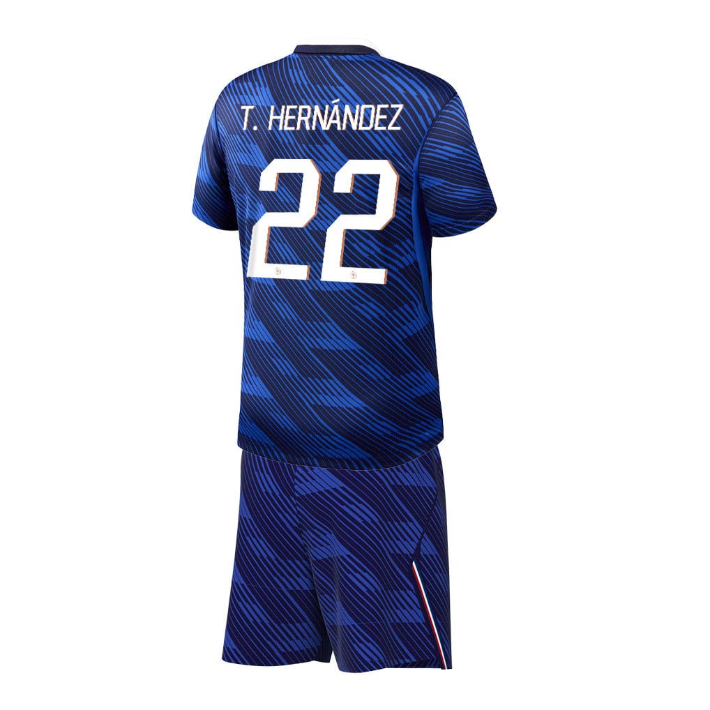 Theo Hernández 22 France 2026 YOUTH Home Jersey & Shorts Set - Blue