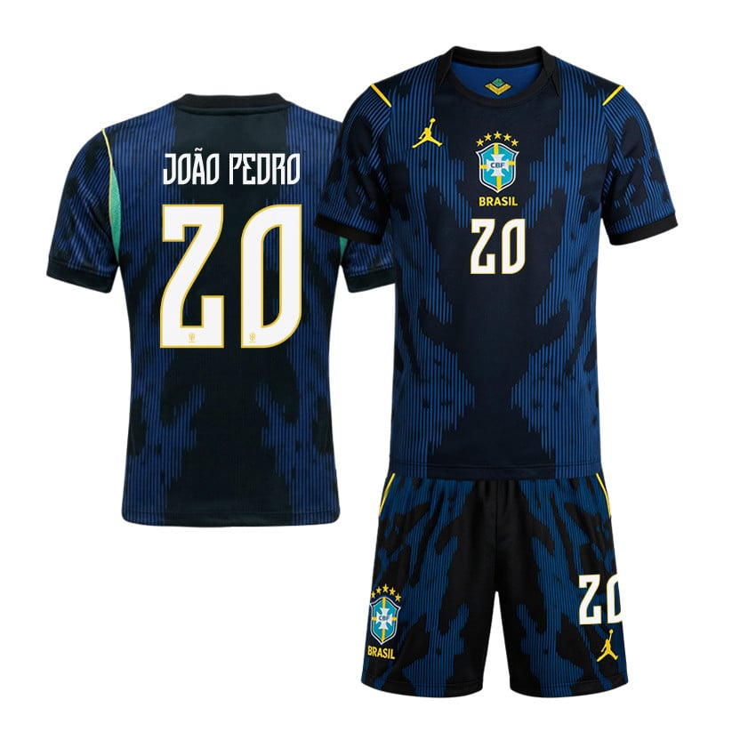 João Pedro 20 Brazil 2026 Away Men Jersey & Shorts Set – Blue