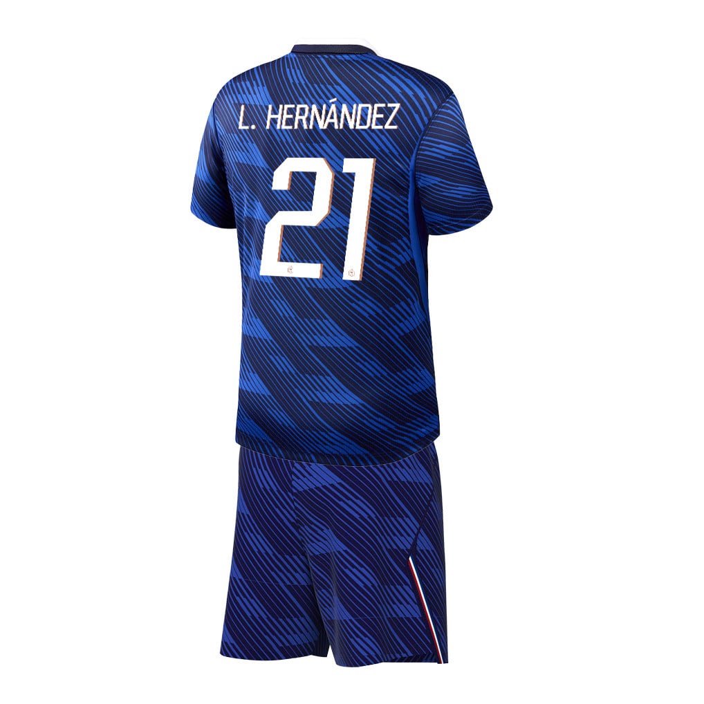 Lucas Hernández 21 France 2026 YOUTH Home Jersey & Shorts Set - Blue