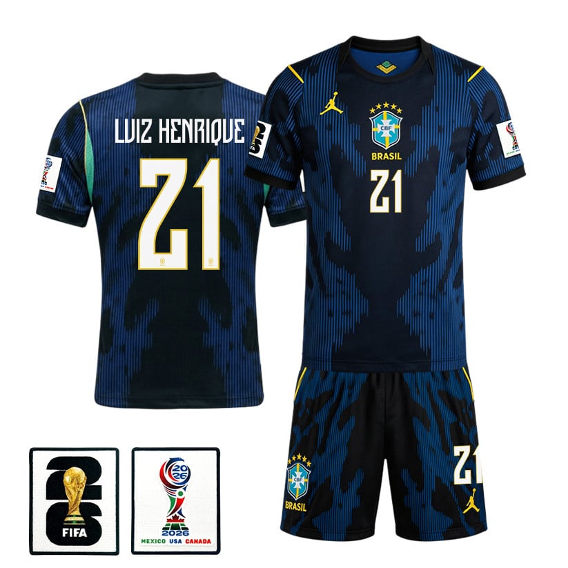 Luiz Henrique 21 Brazil 2026 Away Men Jersey & Shorts Set – Blue