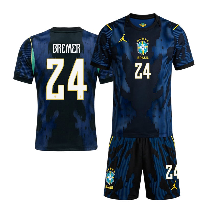 Gleison Bremer 24 Brazil 2026 Away Men Jersey & Shorts Set – Blue