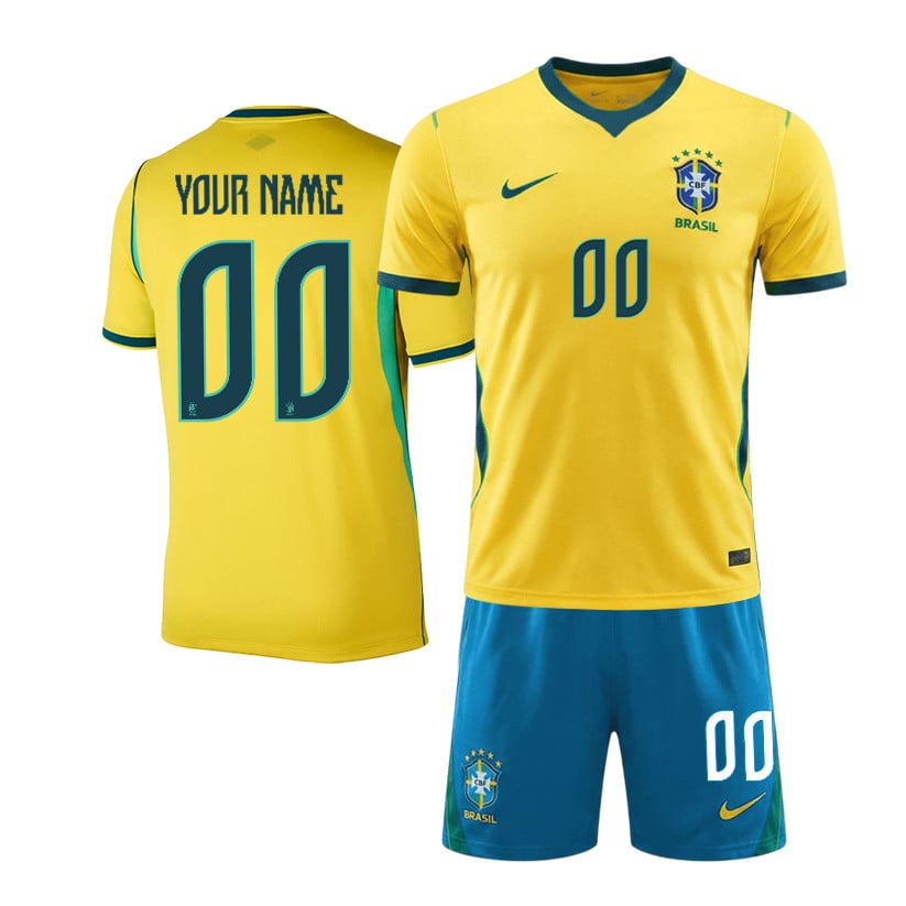 Brazil 2026 Home Men Jersey & Shorts Set - Personalized - Yellow