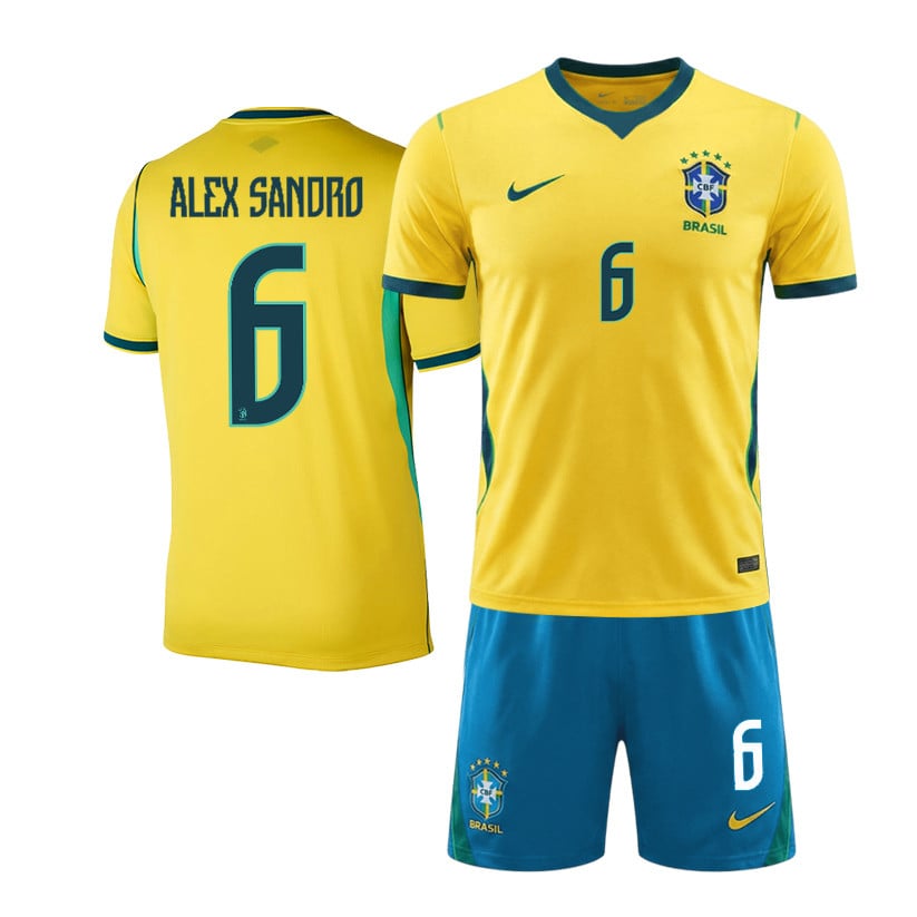 Alex Sandro 6 Brazil 2026 Home Men Jersey & Shorts Set – Yellow