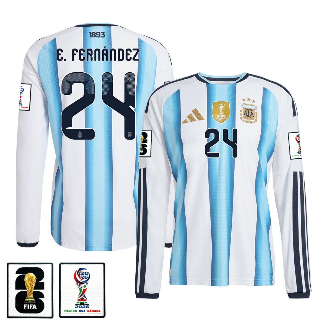 Enzo Fernández 24 Argentina 2026 Home Long Sleeve Jersey - White