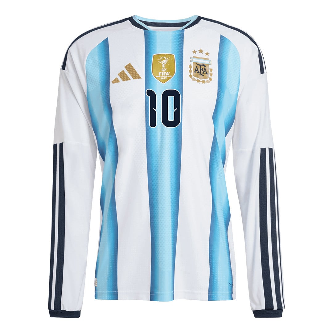Lionel Messi 10 Argentina 2026 Home Long Sleeve Jersey - White