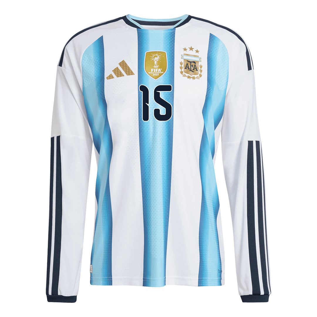 Nicolás González 15 Argentina 2026 Home Long Sleeve Jersey - White