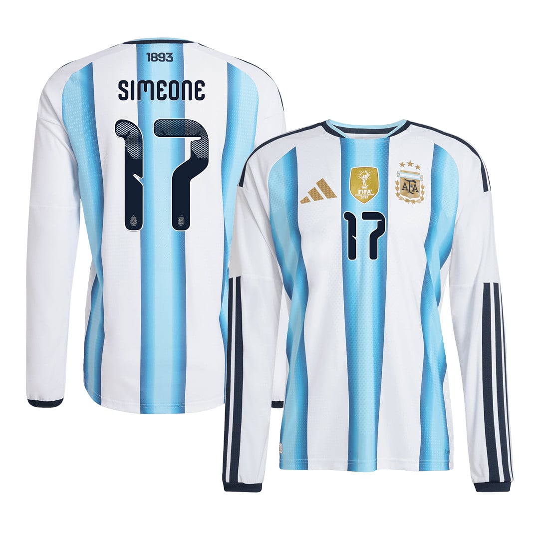 Giuliano Simeone 17 Argentina 2026 Home Long Sleeve Jersey - White