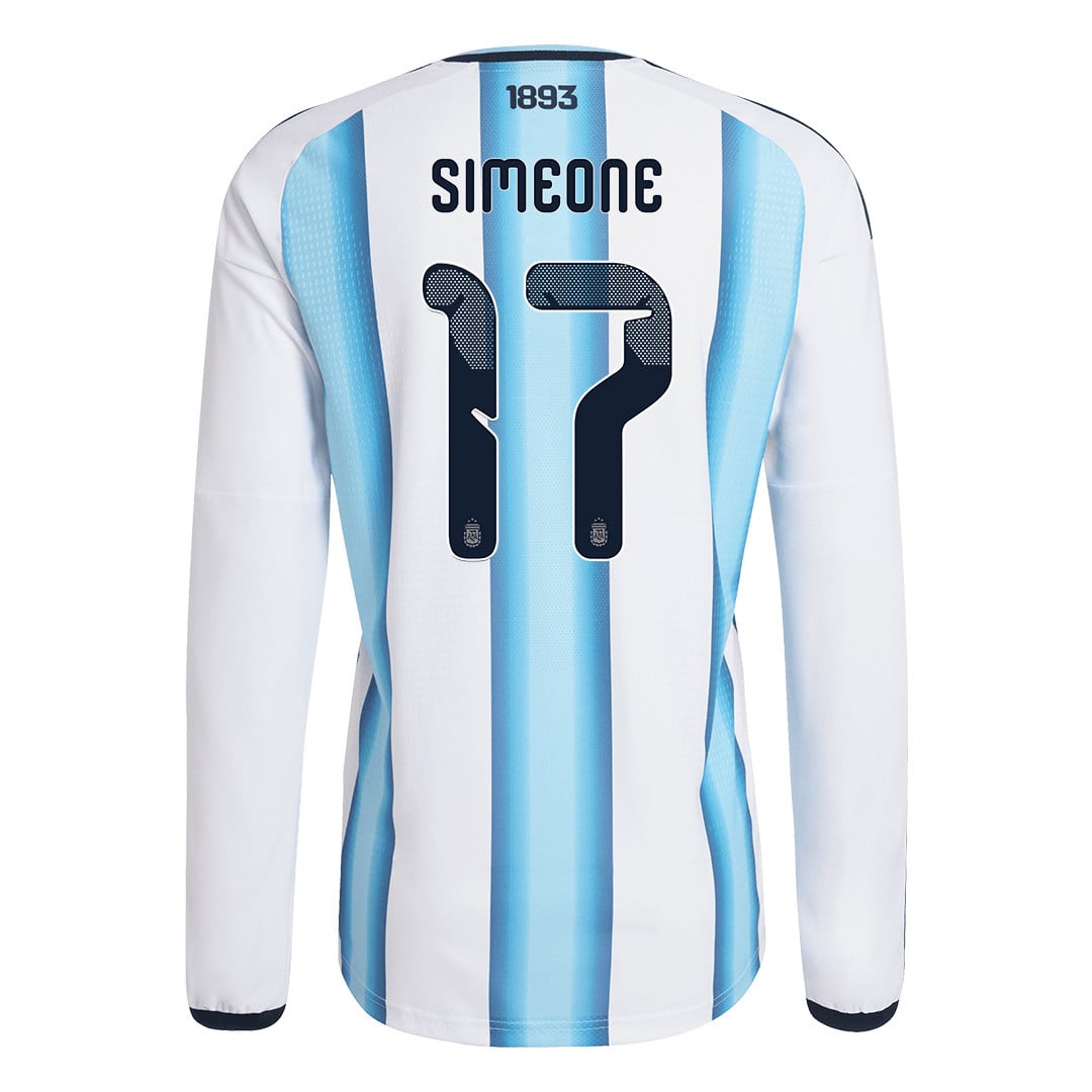 Giuliano Simeone 17 Argentina 2026 Home Long Sleeve Jersey - White