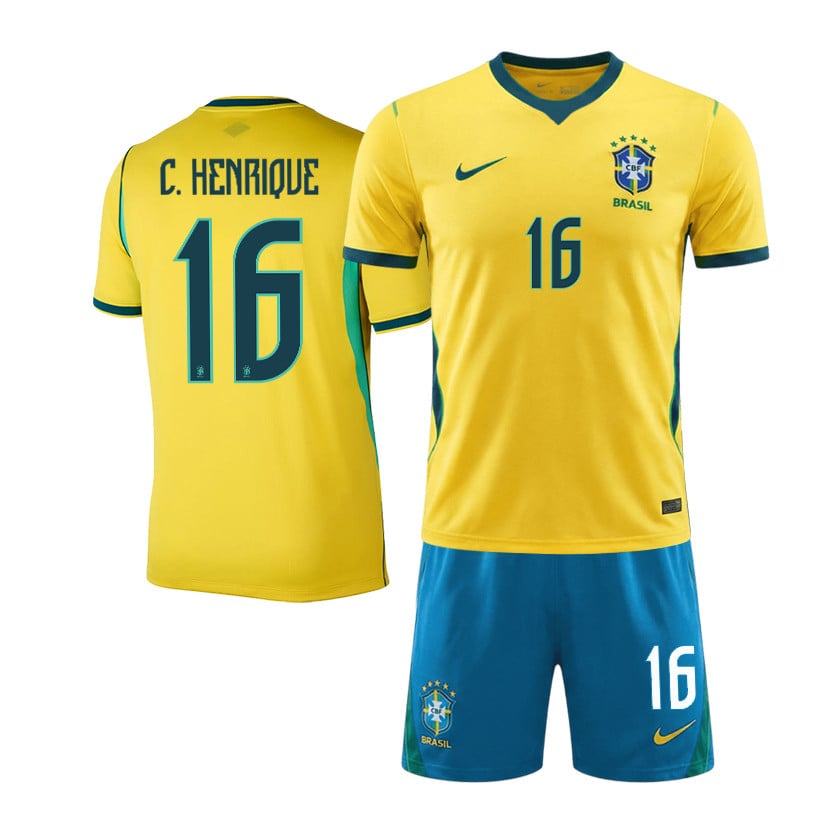 Caio Henrique 16 Brazil 2026 Home Men Jersey & Shorts Set – Yellow