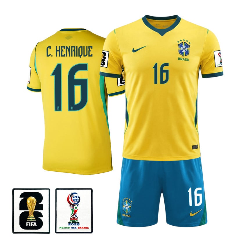 Caio Henrique 16 Brazil 2026 Home Men Jersey & Shorts Set – Yellow