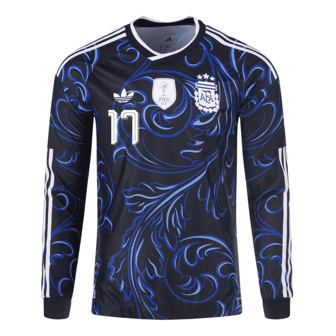 Giuliano Simeone 17 Argentina 2026 Away Long Sleeve Jersey - Black