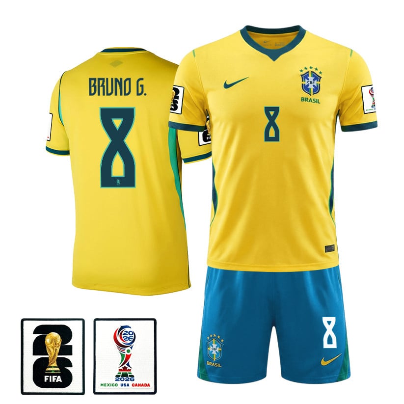 Bruno Guimarães 8 Brazil 2026 Home Men Jersey & Shorts Set – Yellow