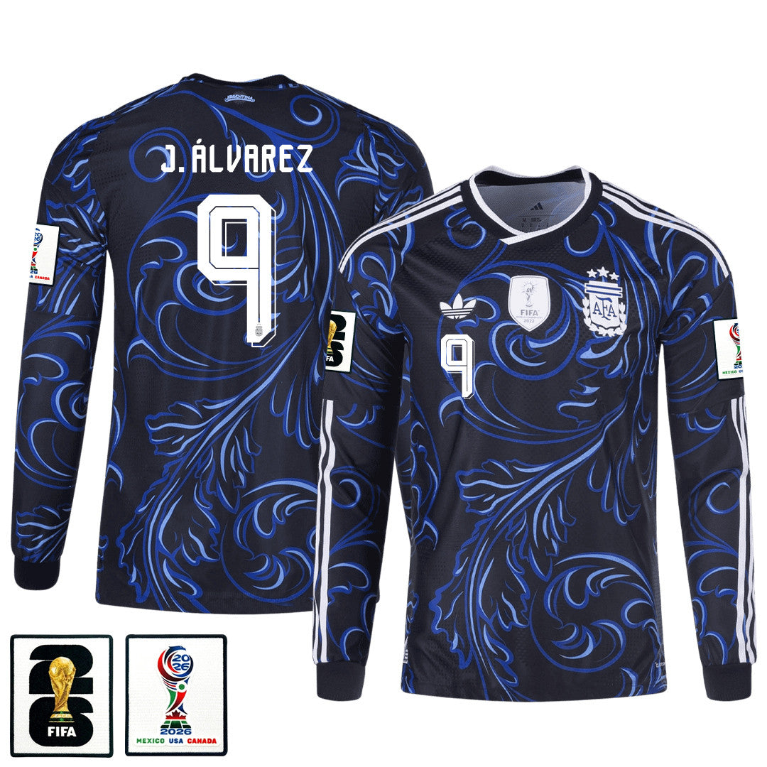 Julián Álvarez 9 Argentina 2026 Away Long Sleeve Jersey - Black