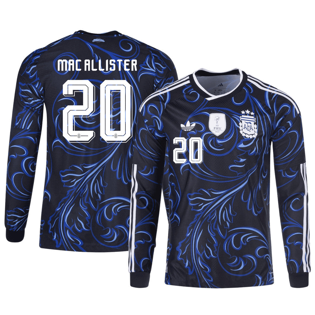 Alexis Mac Allister 20 Argentina 2026 Away Long Sleeve Jersey - Black