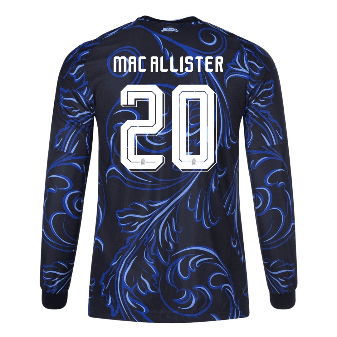 Alexis Mac Allister 20 Argentina 2026 Away Long Sleeve Jersey - Black