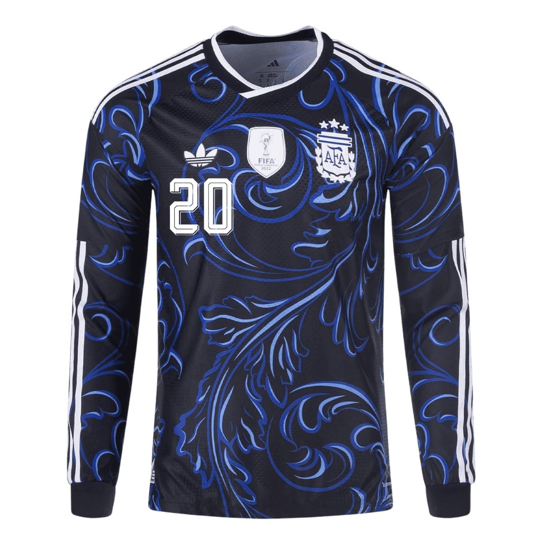 Alexis Mac Allister 20 Argentina 2026 Away Long Sleeve Jersey - Black
