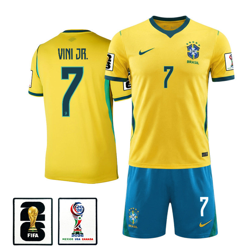 Vinícius Júnior 7 Brazil 2026 Home Men Jersey & Shorts Set – Yellow