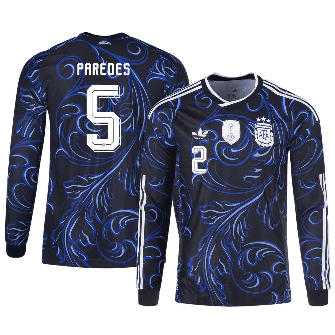 Leandro Paredes 5 Argentina 2026 Away Long Sleeve Jersey - Black