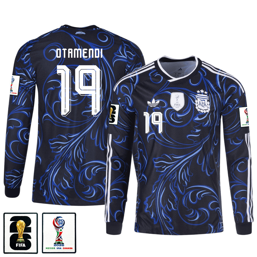 Nicolás Otamendi 19 Argentina 2026 Away Long Sleeve Jersey - Black