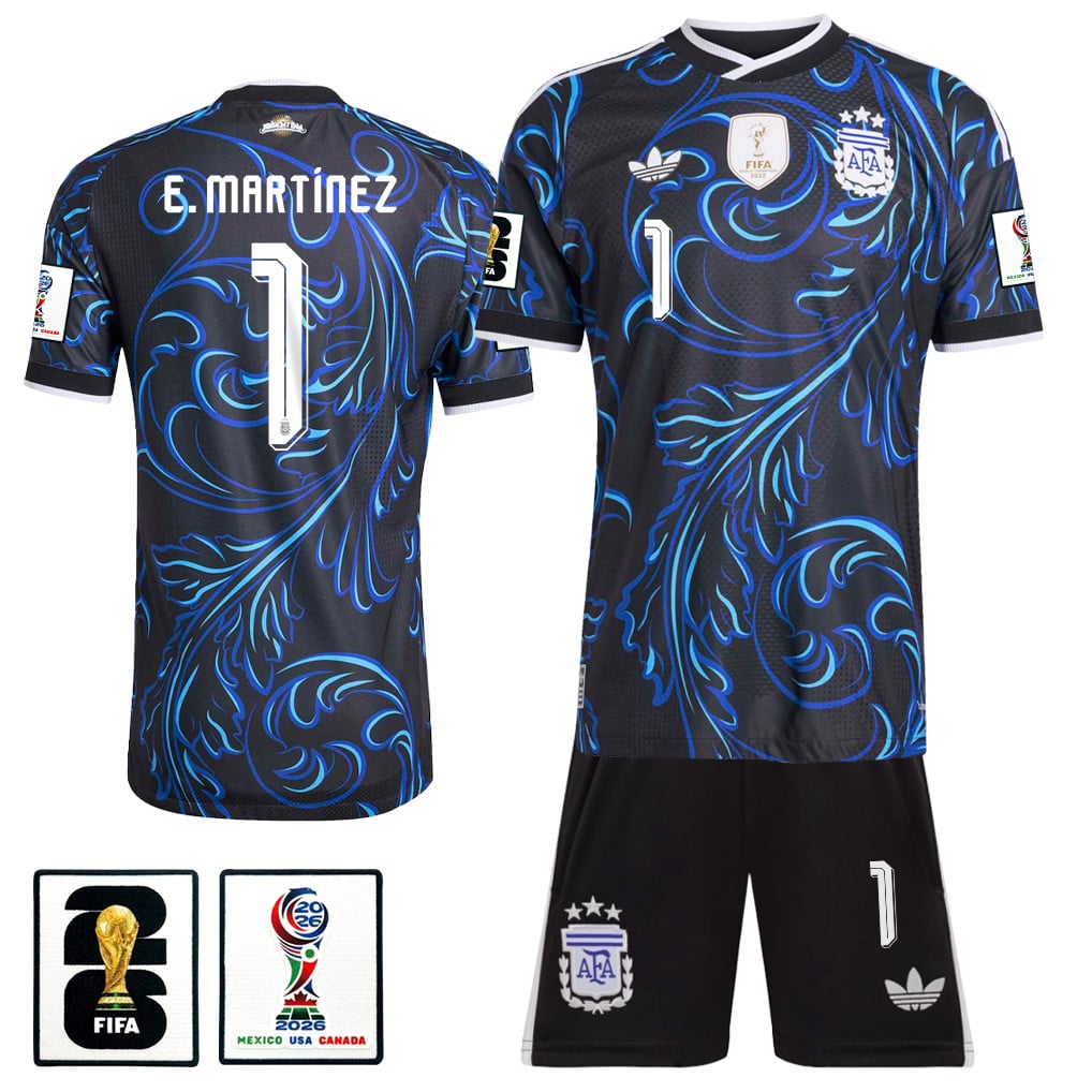 Emiliano Martínez 1 Argentina 2026 Away Men Jersey & Shorts Set – Black