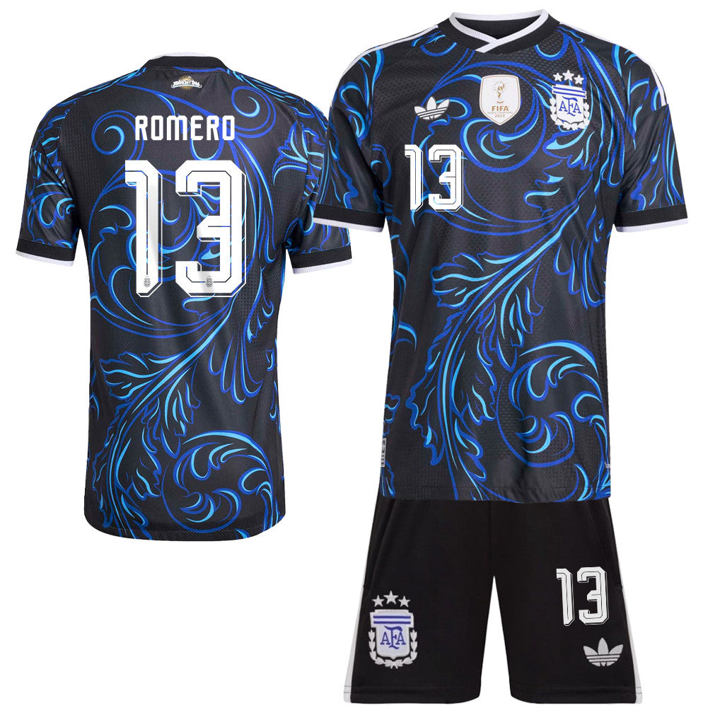 Cristian Romero 13 Argentina 2026 Away Men Jersey & Shorts Set – Black