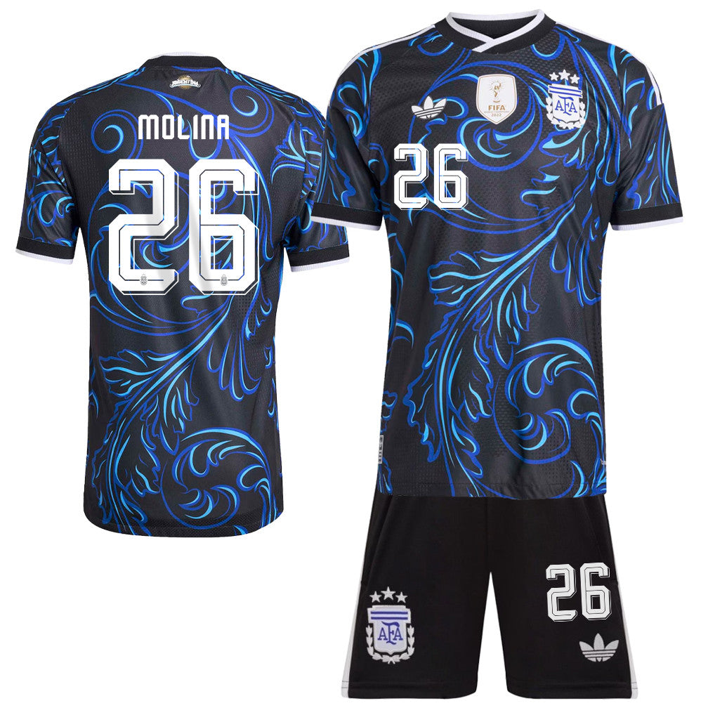 Nahuel Molina 26 Argentina 2026 Away Men Jersey & Shorts Set – Black