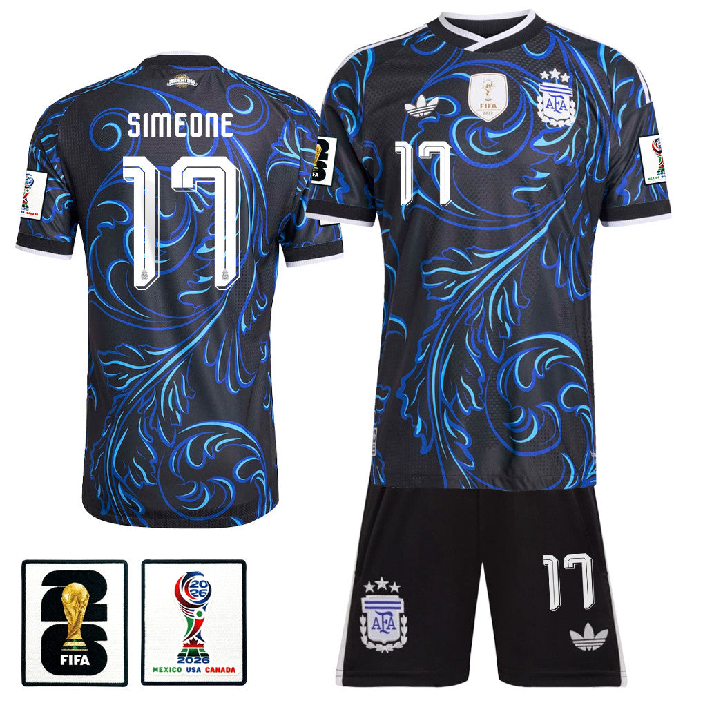 Giuliano Simeone 17 Argentina 2026 Away Men Jersey & Shorts Set – Black