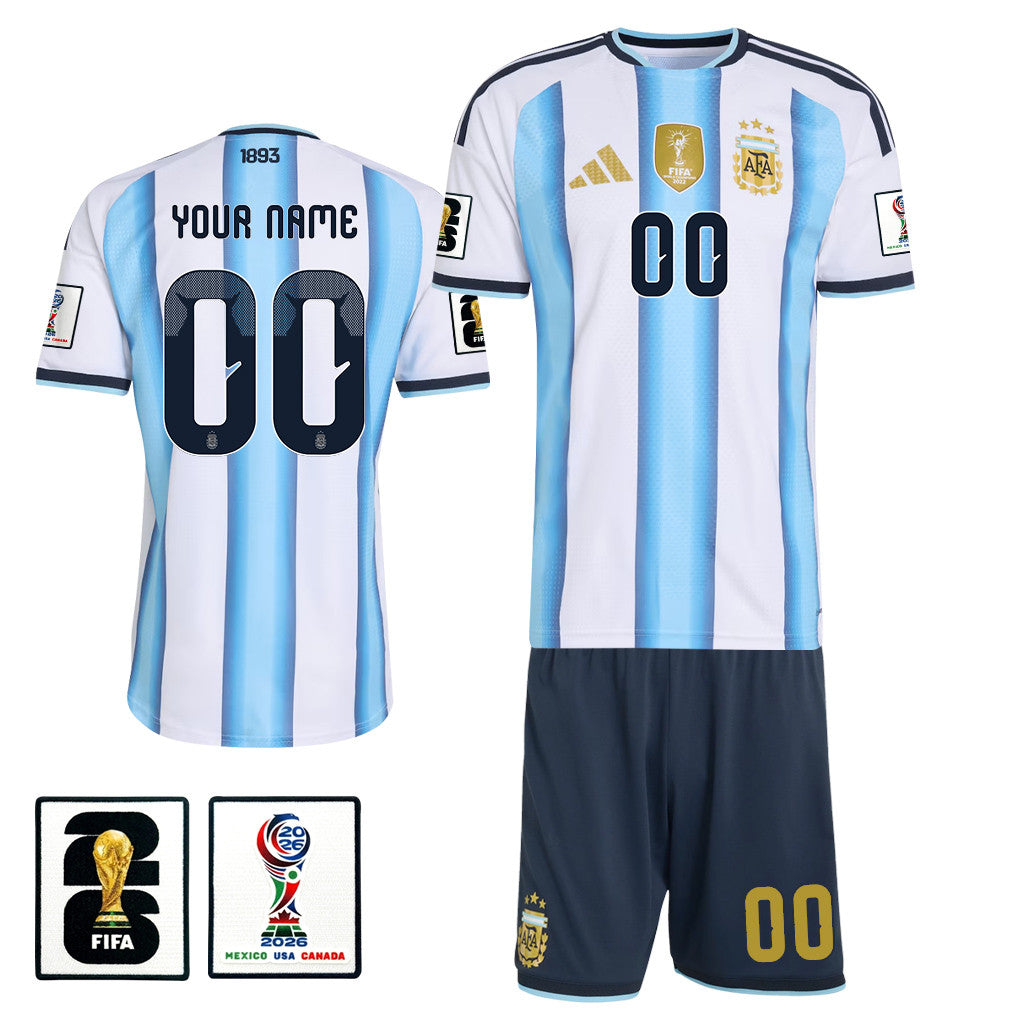Argentina 2026 Home Men Jersey & Shorts Set – Personalized - White