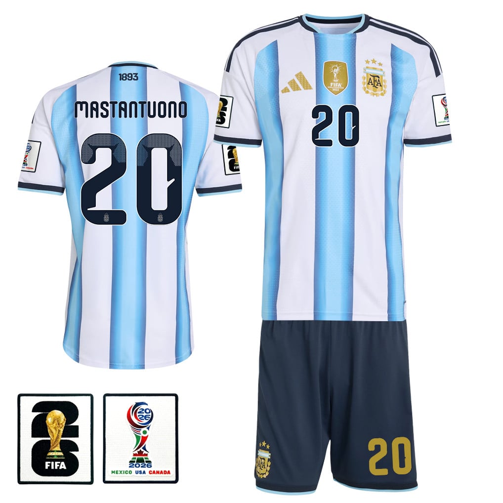 Franco Mastantuono 20 Argentina 2026 Home Men Jersey & Shorts Set – White